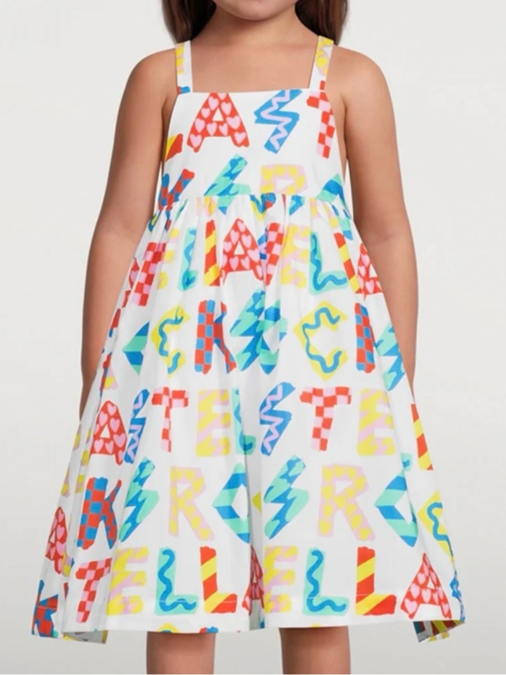 Stella McCartney White Multicolor Letter-Print Girls Sundress